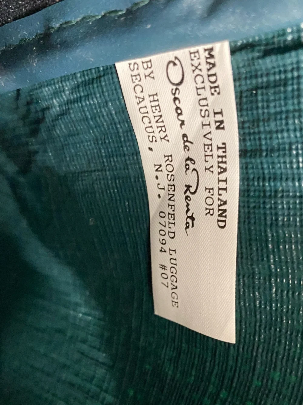 Oscar de la Renta Green Tweed Messenger with Tan Trim and Gold Hardware